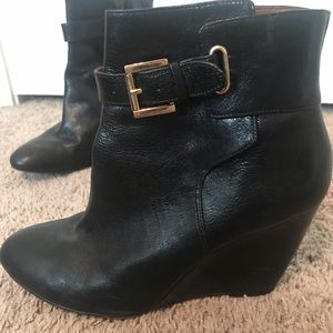 Black leather booties